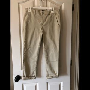 Ann Taylor Loft Khaki Cuffed Crop Size 4